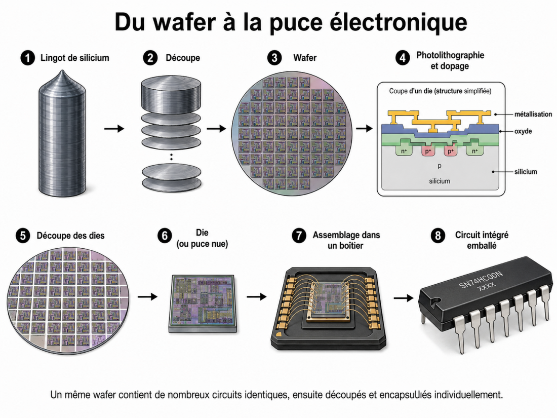 wafer à la puce