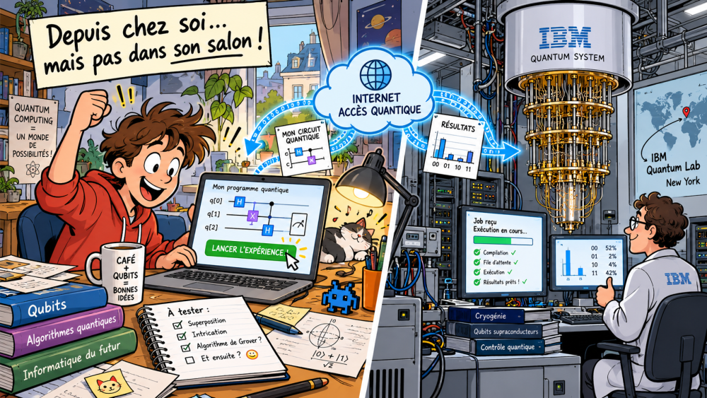 Illustration sur les qubits et l’accès aux processeurs quantiques IBM